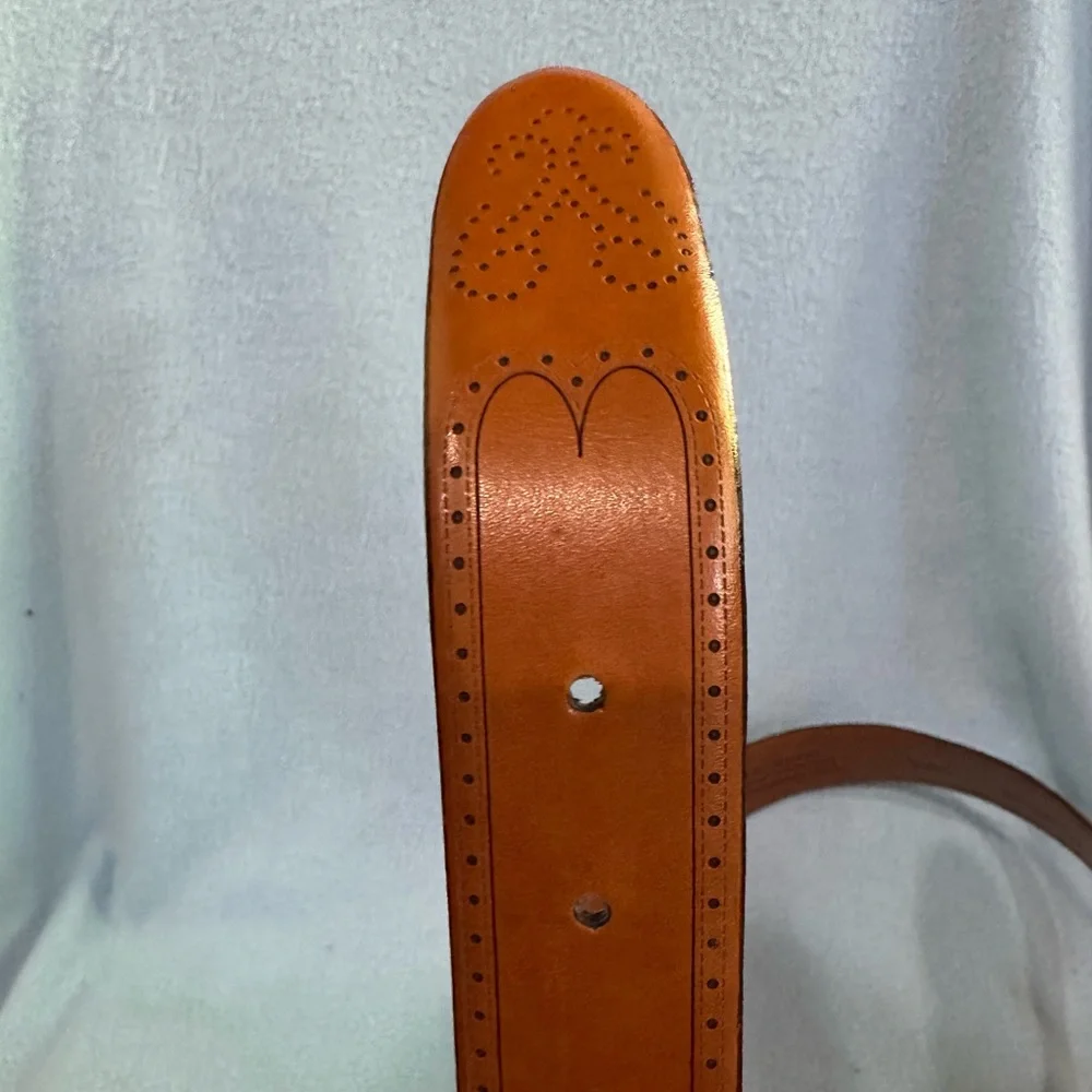 Joseph Abboud Feather Edged Laser Detail Leather Belt Size: 34/85